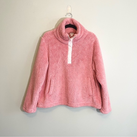 J. Crew Jackets & Blazers - J.Crew Pink Sherpa Fleece Pullover with Pockets Size XL